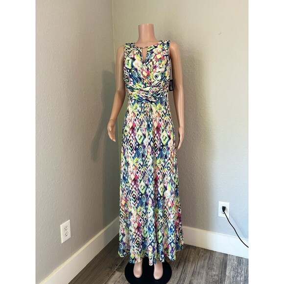 ELLEN TRACY Womens Watercolor Wrap Maxi Elegant Dress Sz 6 Sleeveless NWT #15 - Picture 10 of 10
